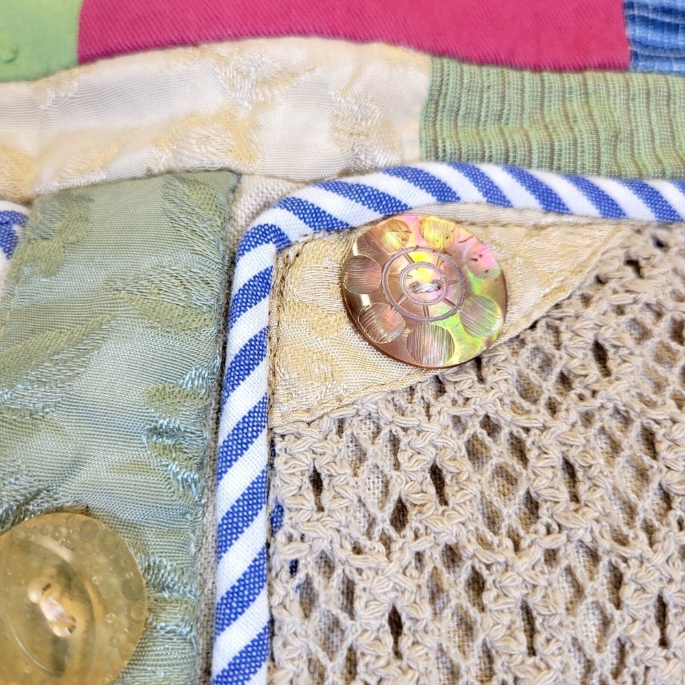 Handmade‎ Grannycore Patchwork Shoulder Bag Embroidered Floral Pockets Buttons - Picture 9 of 16